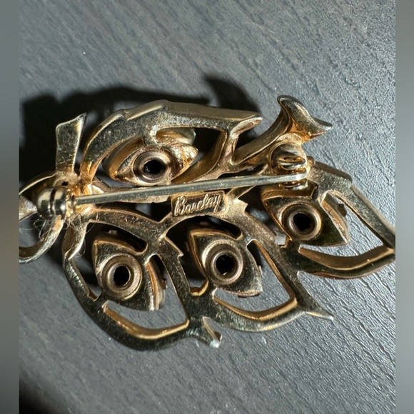 Vintage Brooch with Oversized Blue Navette Stones * Signed BARCLAY - Picture 4 of 5